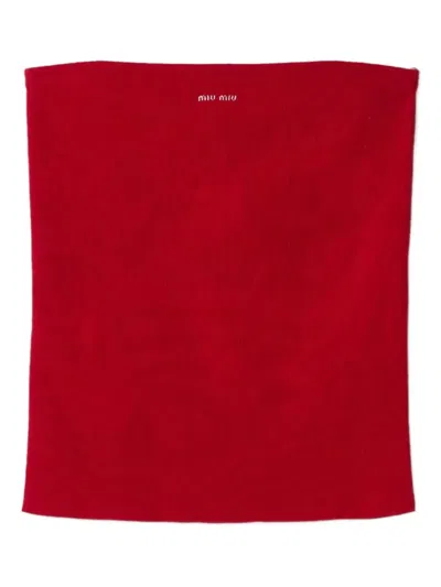 Miu Miu Logo-intarsia Top In Red
