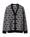 Miu Miu Logo-intarsia Wool Cardigan In Black