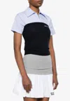 Miu Miu Logo Intarsia Wool Knit Tube Top In Blue