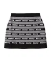 Miu Miu Logo-intarsia Wool Miniskirt In Black