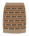 Miu Miu Logo-intarsia Wool Miniskirt In Brown