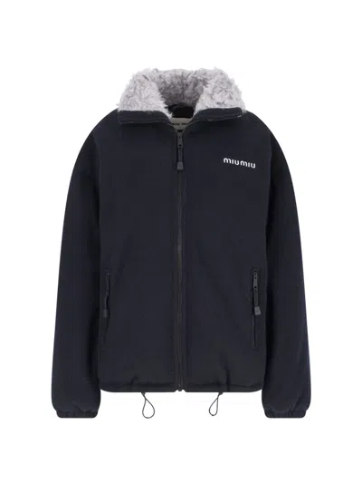 Miu Miu Logo Jacket In Blue