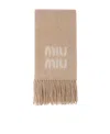 Miu Miu Logo-jacquard Fringed Scarf In Nude