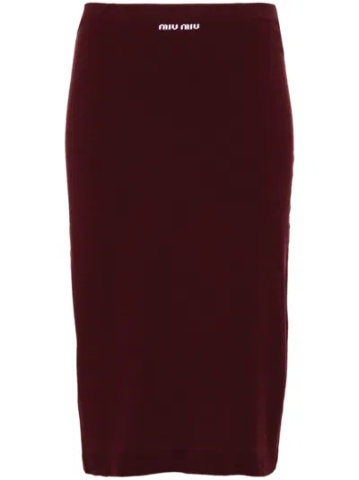 MIU MIU LOGO-JACQUARD MIDI SKIRT