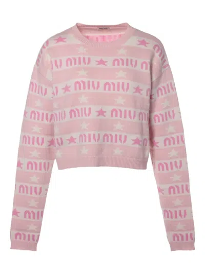 Pre-owned Miu Miu Logo-jacquard Sweater