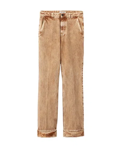 Miu Miu Logo Jeans In Nude