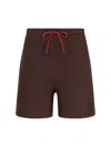 Miu Miu Logo Jogger Shorts In Brown