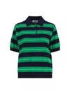 Miu Miu Striped Logo Motif Polo Shirt In Multi