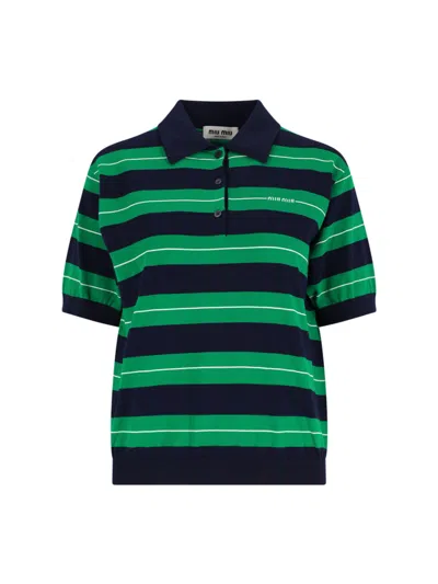 Miu Miu Logo Knit Polo Shirt