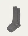 Miu Miu Silk-blend Ribbed Socks In F0480 Ardesia