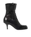 Miu Miu Laced-up Leather Stiletto Boots In Black