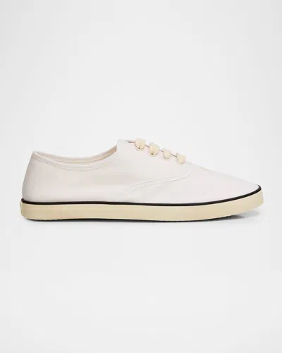 Miu Miu Logo Lace-up Canvas Sneakers In White