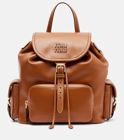 Miu Miu Logo Leather Backpack