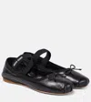 Miu Miu Logo-printed Bow Detailed Ballerina Shoes In Animal Print