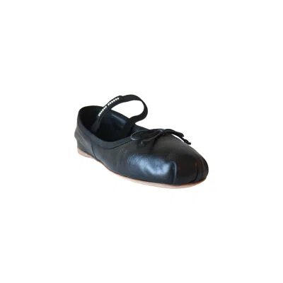 Miu Miu Logo Leather Ballet Flats Black In 36.5