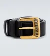 Miu Miu Leather Belt In Black