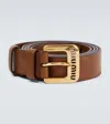 Miu Miu Logo Leather Belt In Black