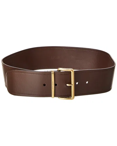 Miu Miu Logo Leather Belt In Brown