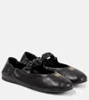 Miu Miu Ruched Nappa Leather Ballet Flats In Black