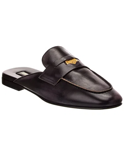 Miu Miu Calf Leather Penny Detail Loafers In Grey