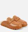 Miu Miu Slippers Aus Leder In Braun