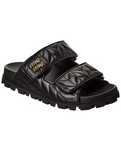 MIU MIU MIU MIU LOGO LEATHER SANDAL