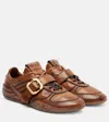 Miu Miu Buckle-detailed Lace-up Sneakers In Brown