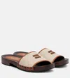 Miu Miu Logo Leather-trimmed Canvas Clogs In Neutral