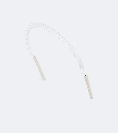 Miu Miu Logo Leather-trimmed Headband In White
