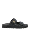 Miu Miu Logo Matelassé Leather Sandals In Black