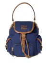 Miu Miu Logo-lettering Backpack In Blue