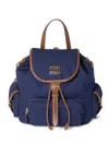 Miu Miu Canvas And Leather Backpack In Blue