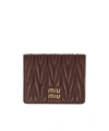 Miu Miu Logo Lettering Bi-fold Wallet In Brown