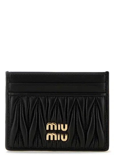 Miu Miu Quilted Black Lamb Leather Compact Wallet