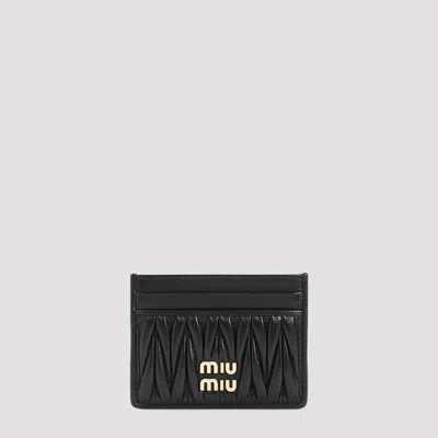 Miu Miu Quilted Black Lamb Leather Compact Wallet
