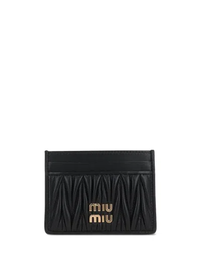 Miu Miu Quilted Black Lamb Leather Compact Wallet