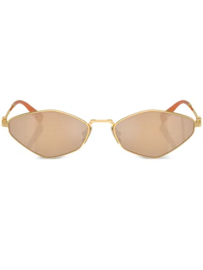 MIU MIU LOGO-LETTERING GEOMETRIC-FRAME SUNGLASSES