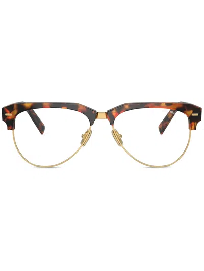 Miu Miu Brille Mit Logo In Braun