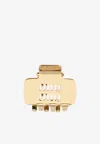 Miu Miu Metal Hair Clip With Rectangular Cut-out Design In Gold