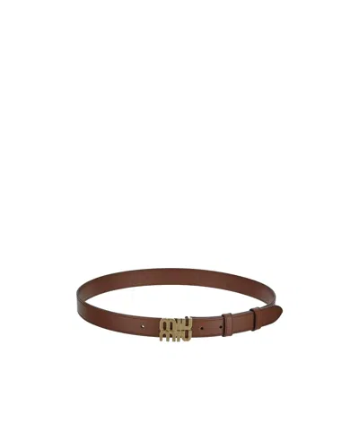 Miu Miu Logo-lettering Leather Belt In Brown