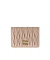 Miu Miu Logo-lettering Matelassé Cardholder In Neutral