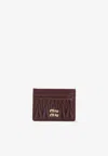 Miu Miu Bordeaux Lamb Leather Cardholder In Brown