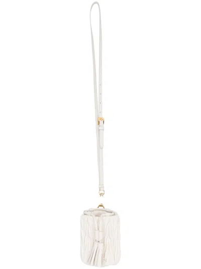 Miu Miu Logo-lettering Matelassé Mini Bag In White