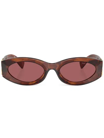 MIU MIU LOGO-LETTERING OVAL-FRAME SUNGLASSES