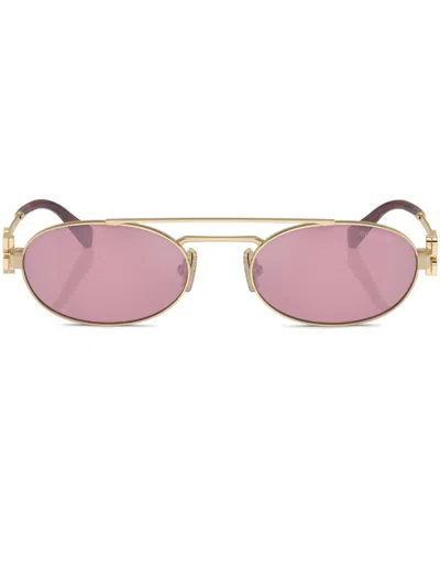 Miu Miu Miumiu 0mu 54zs Miu Logo Zvn50d Oro Sunglasses In Gold