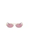 Miu Miu Logo-lettering Oval-frame Sunglasses In Pink