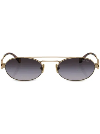 MIU MIU LOGO-LETTERING OVAL-FRAME SUNGLASSES