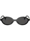 Miu Miu Logo-lettering Oval Sunglasses In Black
