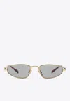 Miu Miu Logo Lettering Oval Sunglasses In Gray