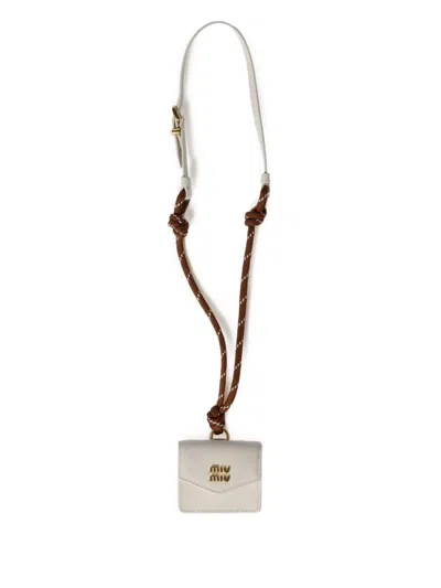 Miu Miu Logo-lettering Pouch In White
